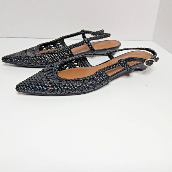 Marc Fisher Woven Slingback Kelysa Ballet Flat Black Pointed Toe Womens Size 8.5 - Picture 6 of 14